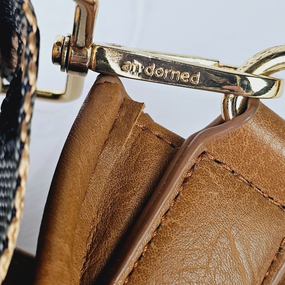 ah.dorned Camel Color Vegan Leather Open Body Crossbody Messenger w/ Camo Strap - Picture 5 of 9